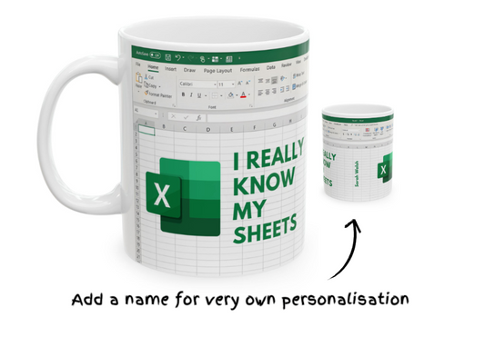 Excel Mug Freak in the Sheets I Really Know My Sheets Personalised Xmas Mug