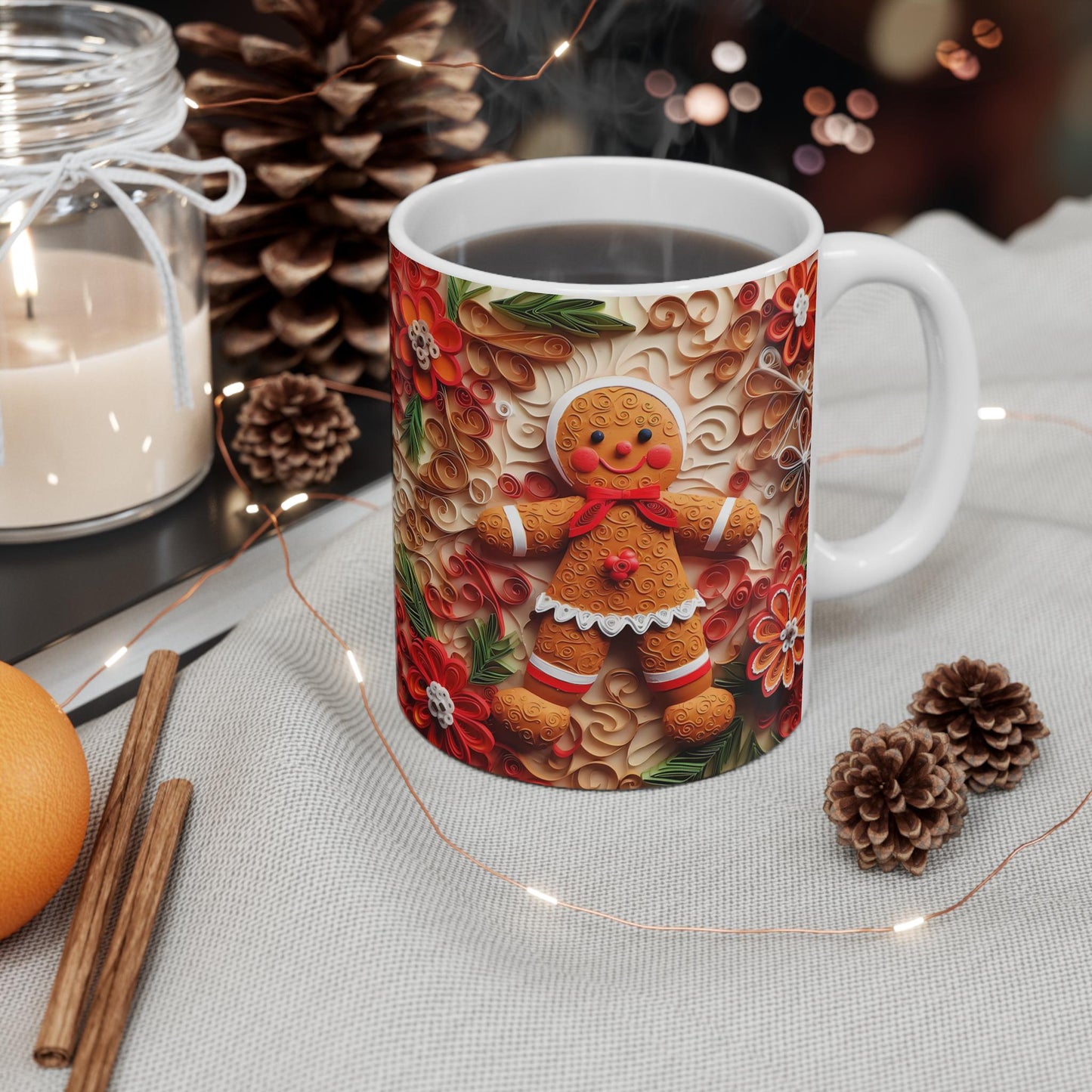 Christmas Mug for Kids, Gingerbread Man Christmas Movie Mug, Xmas Eve Box Fillers, Stocking Stuffers for Kids, December Box Winter Mug