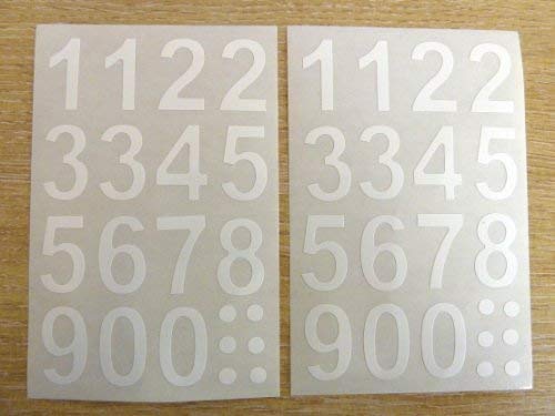 24mm White Sticky Numbers 0-9, Cut to Shape, Self Adhesive Sticky Vinyl Labels, Durable Plastic Stickers