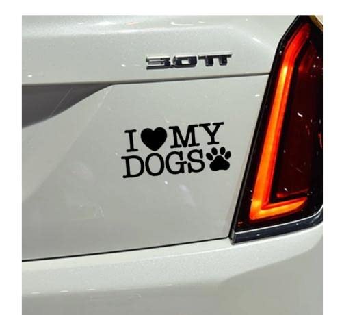 Car Sticker Dog On Board 16.2Cmx7.3Cm Cartoon I Love My Dogs Paws Car Sticker Black/Silver Css1A16711