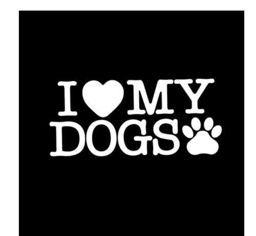 Car Sticker Dog On Board 21Cm（8.6 Inches） Cartoon I Love My Dogs Paws Car Sticker Black/Silver