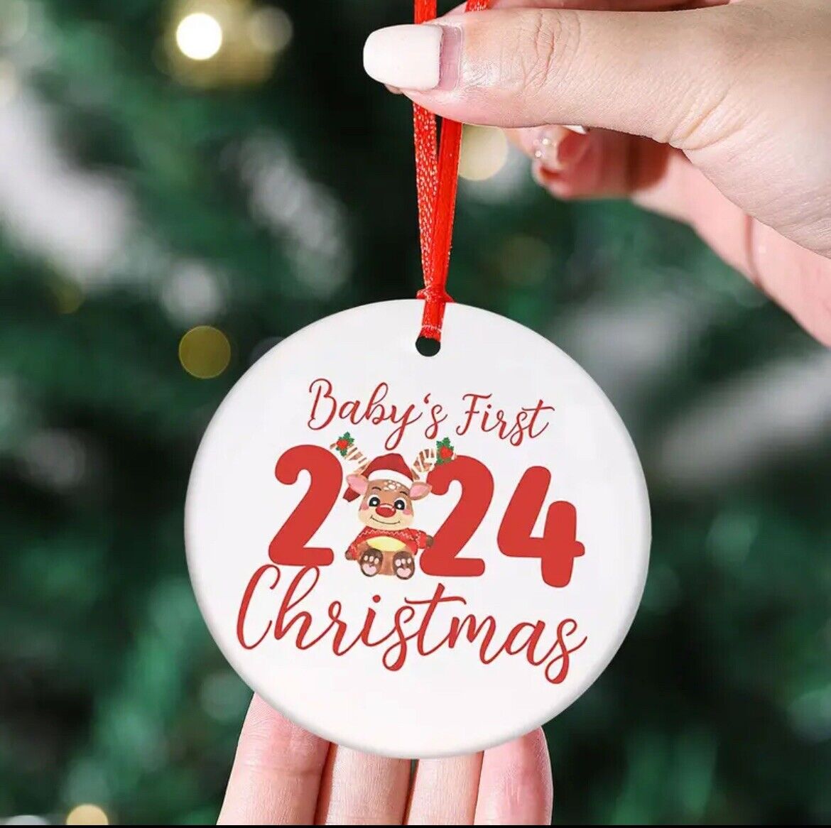 Babys First Christmas 2024 Holiday Tree Decor Hanging Bauble Ornament Acrylic