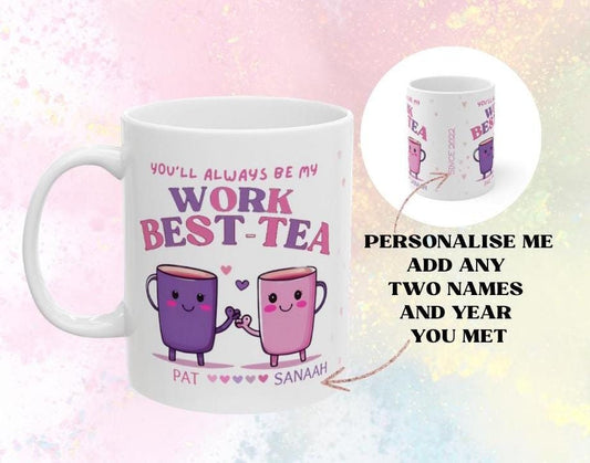 Best Tea Mug Work Bestie Coffee Mug Coworker Gift for Women Gift for Work Best Friend BFF Gifts for Her Office Christmas Gift for Her